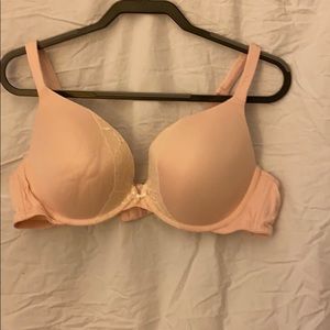 Cacique Boost Plunge pink with lace bra